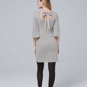 White House Black Market Bow-Back Sweater Knit Shift Dress in Gray Size Small